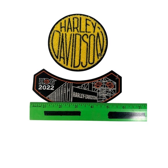 Harley-Davidson H.O.G. 2022 Patch Set Yellow & Black Embroidered Iron-On Patches - Picture 2 of 2